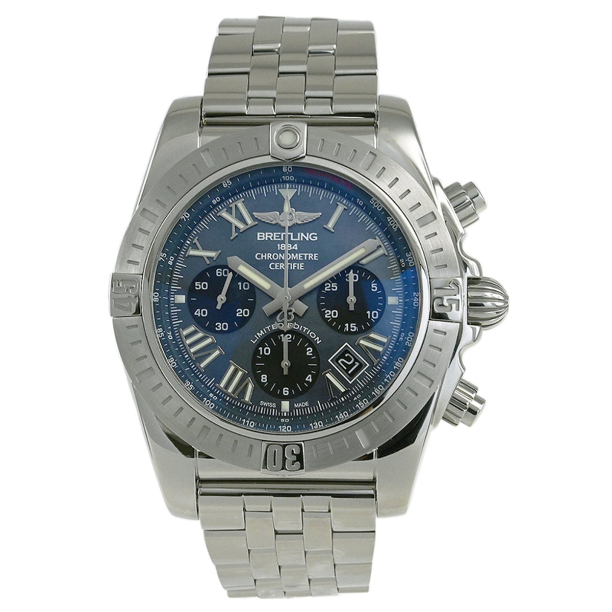 Pre-Owned BREITLING Chronomat JSP Watch Roman Index Mother of Pearl Japan Limited 500 AB01153A 1B1A1(AB0115)