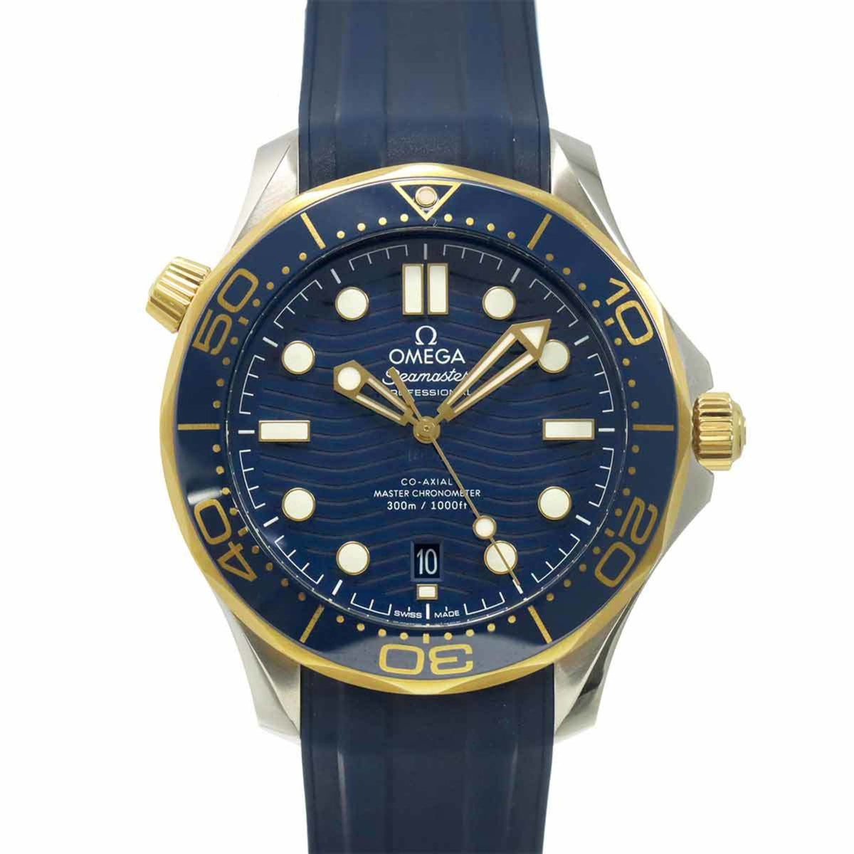 Pre-Owned OMEGA Seamaster Diver 300 Co-Axial Master Chronometer Two-tone 210 22 42 20 03 001 Men's Watch with Date Display, 18K White Gold Automatic
