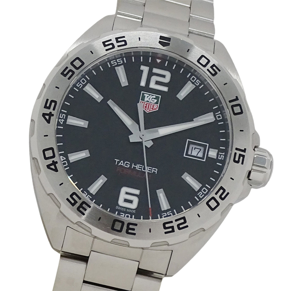 Pre-Owned TAG Heuer Formula 1 WAZ1112 BA0875 Men's Watch, Date, Quartz Movement, Stainless Steel, Silver/Black, Polished