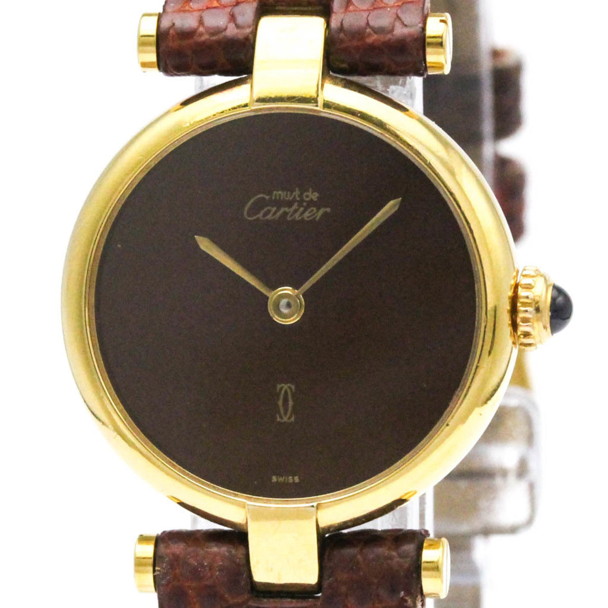 Pre-Owned CARTIER Must Gold Plated Leather Quartz Ladies Watch