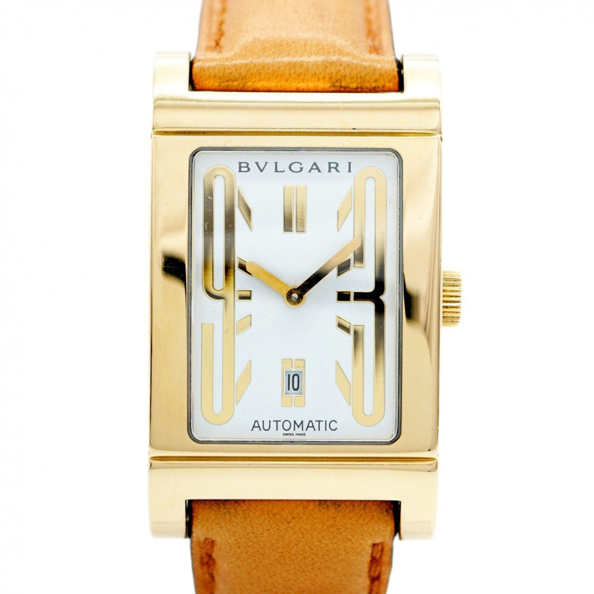 Pre-Owned Bvlgari Rettangolo RT45G White Dial Men's Watch