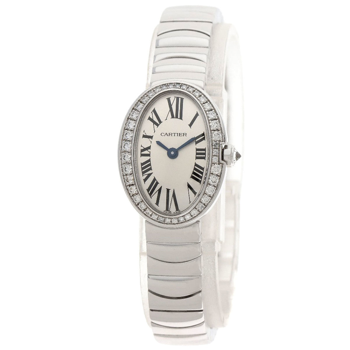 Pre-Owned Cartier WB520025 Baignoire Watch, K18 White Gold, K18WG, Diamond, Women's, CARTIER