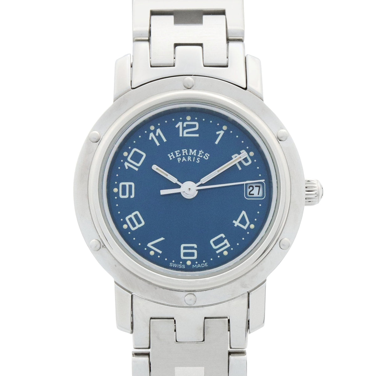 Pre-Owned Herm?s Clipper Watch, Stainless Steel, Women's, Navy Blue, CL4.210