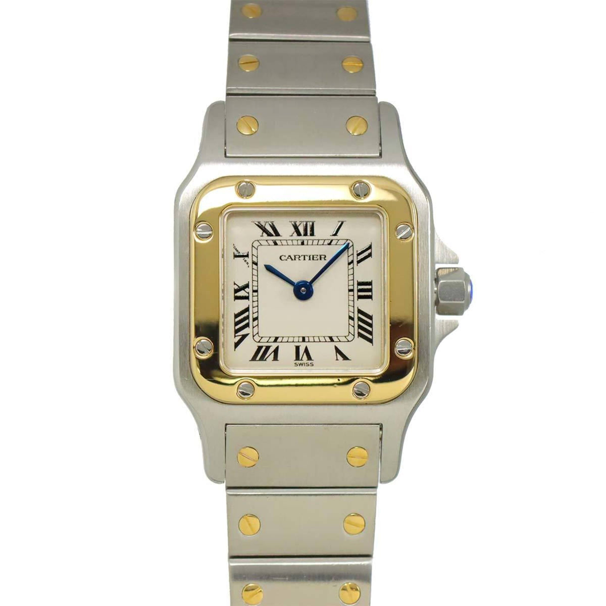 Pre-Owned Cartier Santos Galbee SM W20012C4 Two-Tone Ladies' Watch, Ivory & 18K Yellow Gold, Quartz Watch