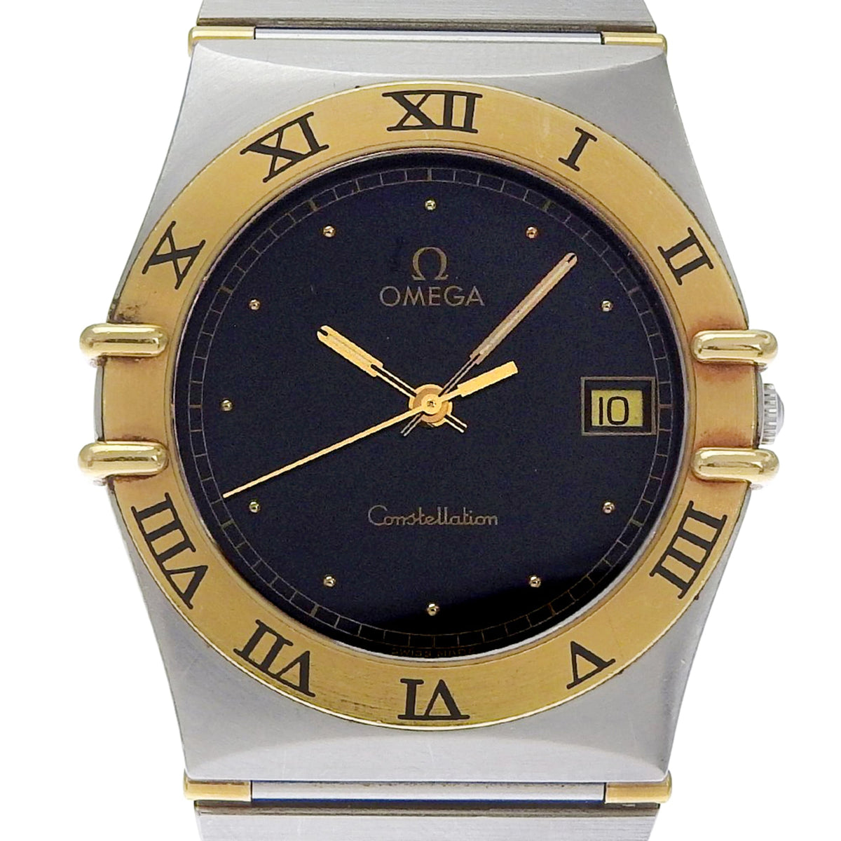 Pre-Owned OMEGA Constellation Men's Watch, Stainless Steel, Silver Quartz Movement, Analog Display, Black Dial
