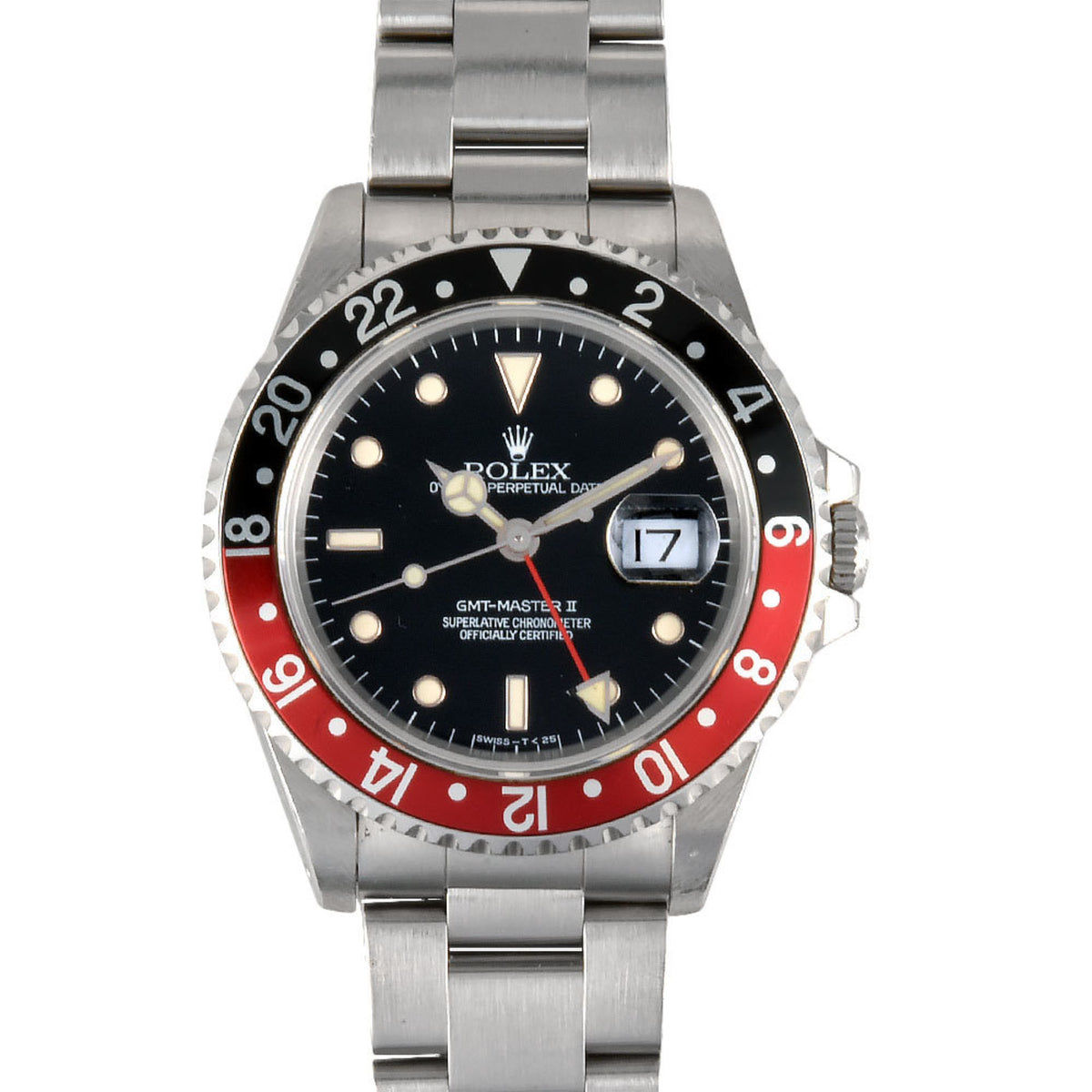 Pre-Owned Rolex ROLEX 16710 GMT Master II T series (manufactured in 1996) Automatic watch, black dial, black, red, cork, all tritium, men's