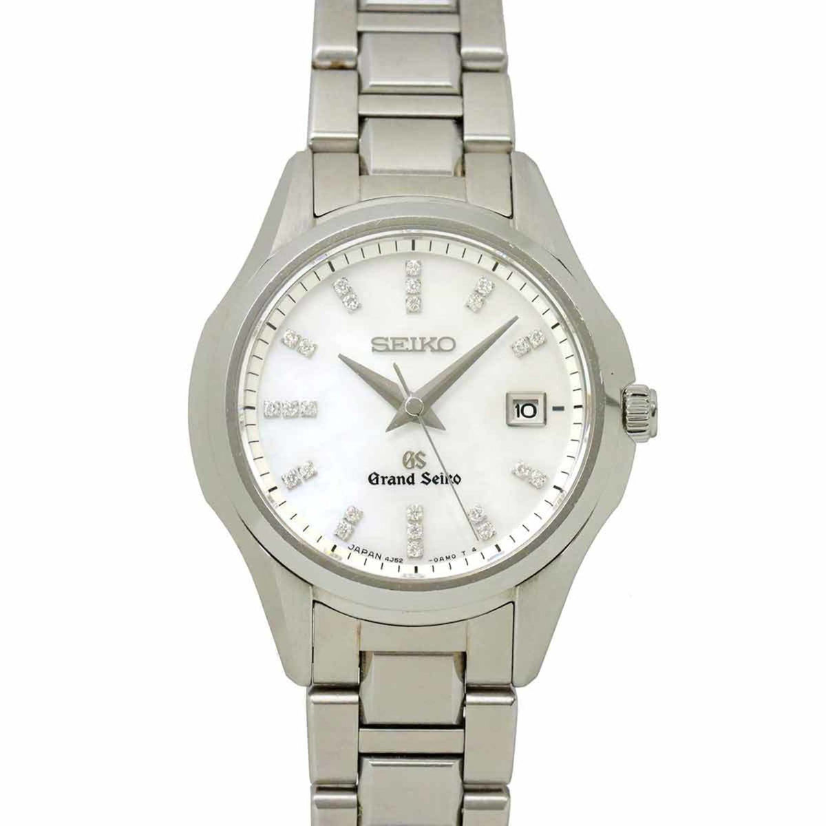Gebrauchte SEIKO Grand Seiko STGF083 Damenuhr 25P Diamant Datum 4J52 0AE0 Weißes Muschelquarz GRANDSEIKO 