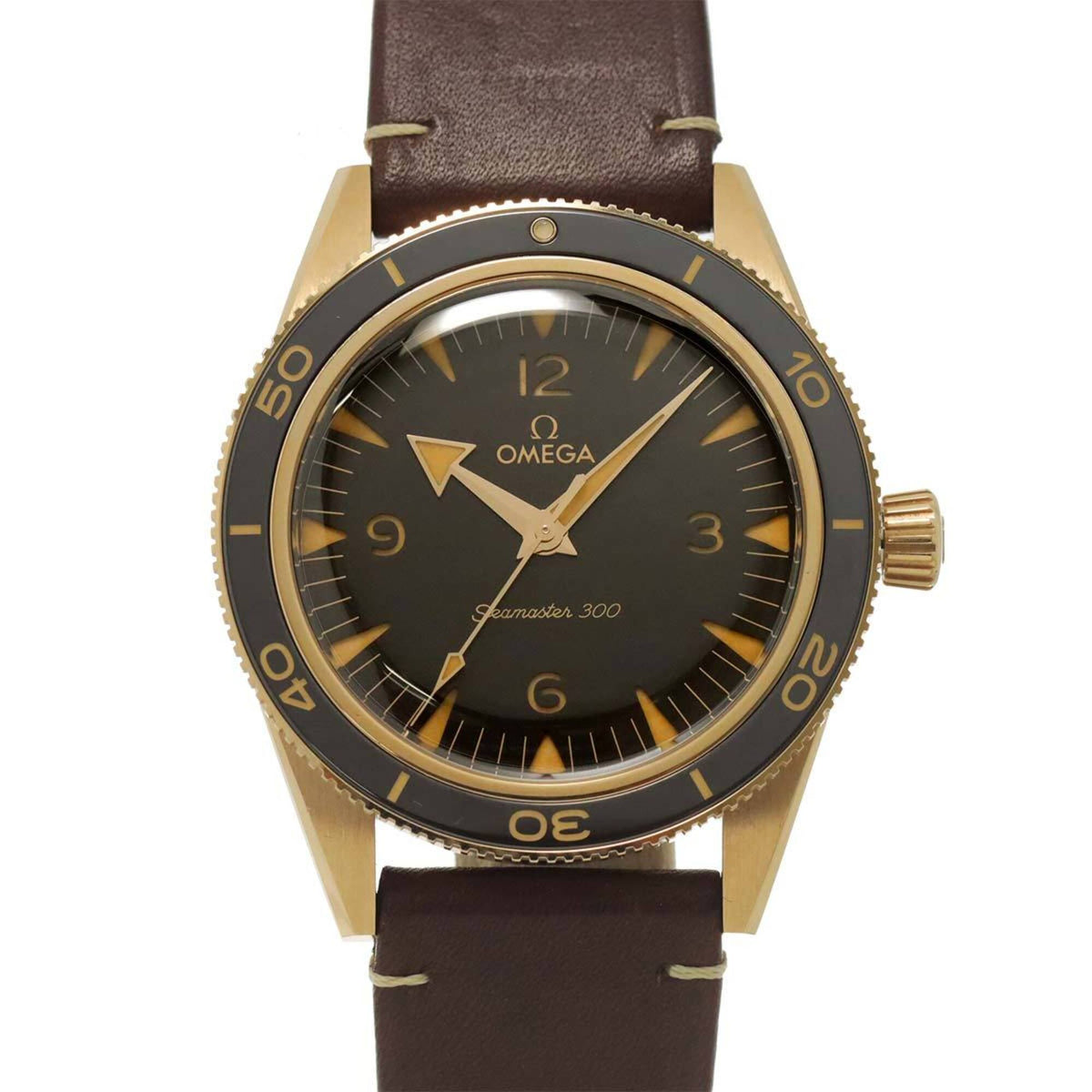 Pre-Owned Omega Seamaster 300 Master Chronometer 234 92 41 21 10 001 Men's Watch Black 9KBG Bronze Gold Automatic Self-winding