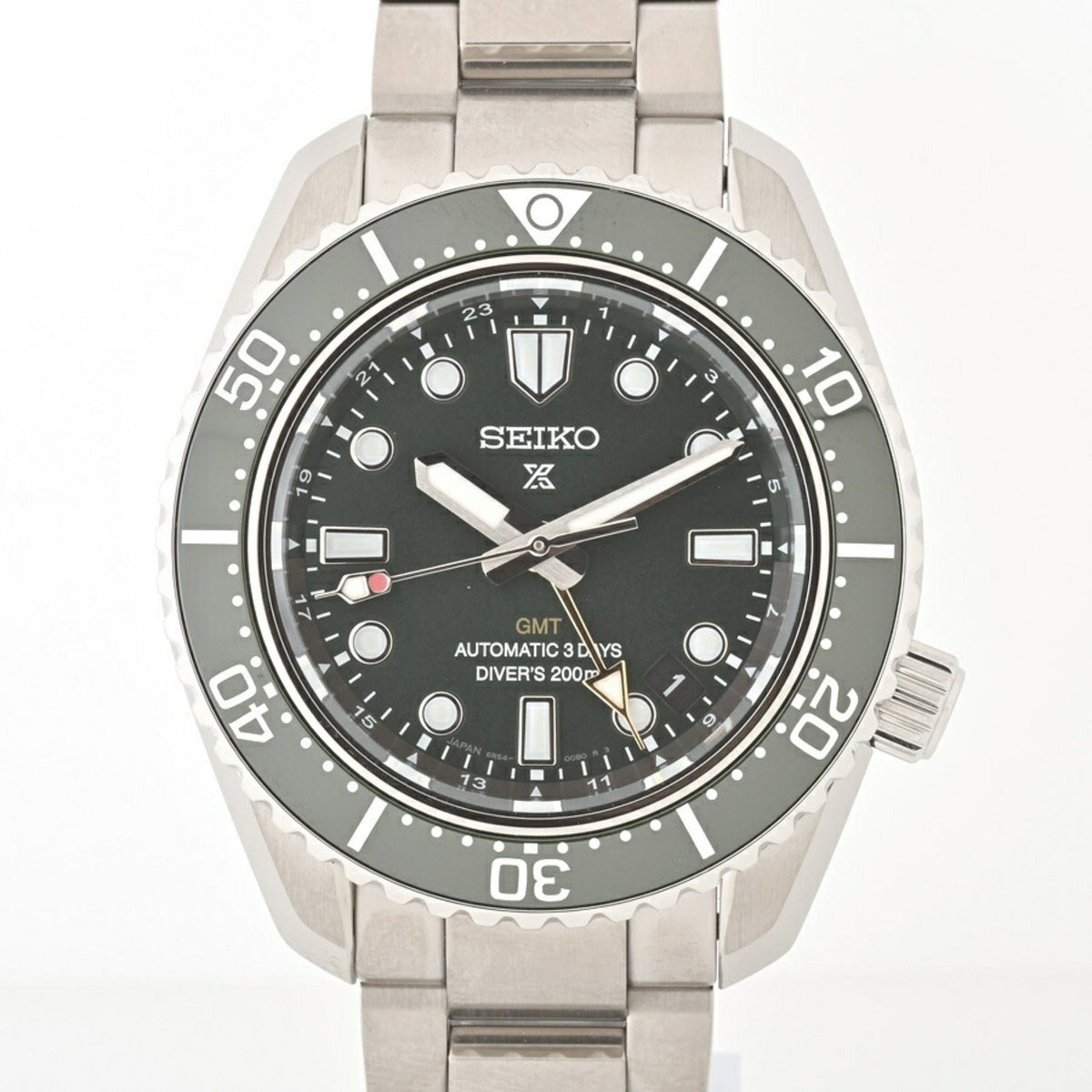 Pre-Owned SEIKO PROSPEX Diver Scuba GMT Watch SBEJ009 6R5400D0 Green Automatic Winding E-154720