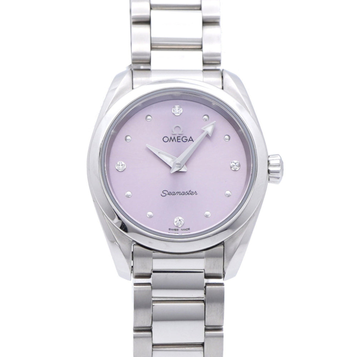 Pre-Owned Omega Seamaster Aqua Terra 4-Piece Diamond Watch 220.10.28.60.60.001 Quartz Stainless Steel with Purple Dial 0238 OMEGA Women's
