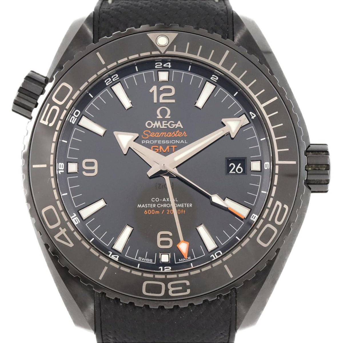 Pre-Owned Omega Seamaster Planet Ocean Deep Black GMT 215.92.46.22.01.001 Ceramic Wristwatch Automatic