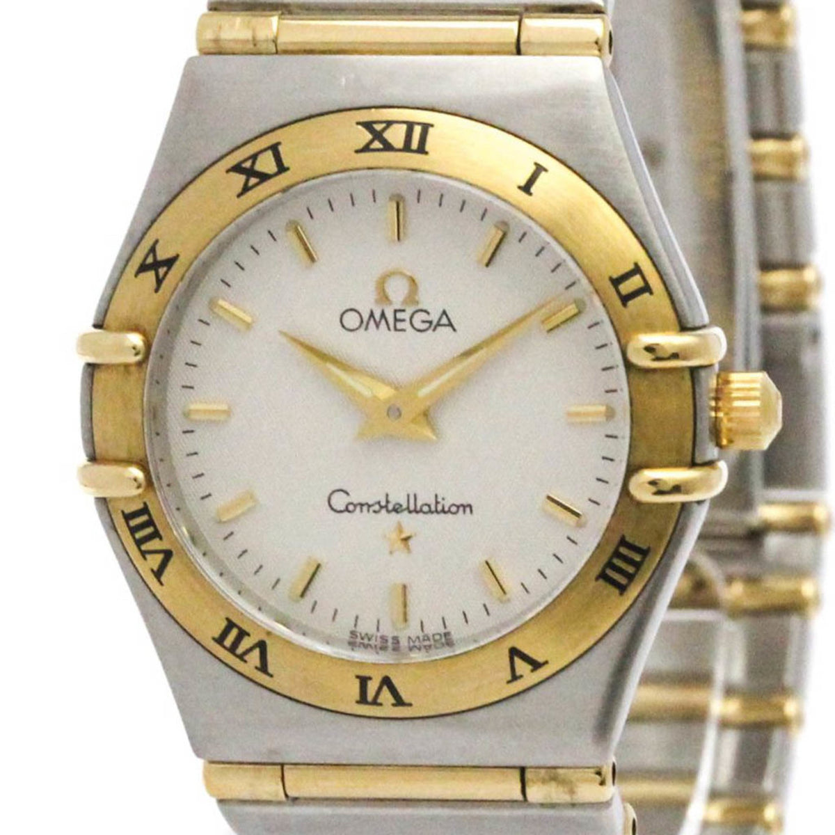 Pre-Owned OMEGA Constellation 18K Gold Steel Quartz Watch 1272.30 Polished