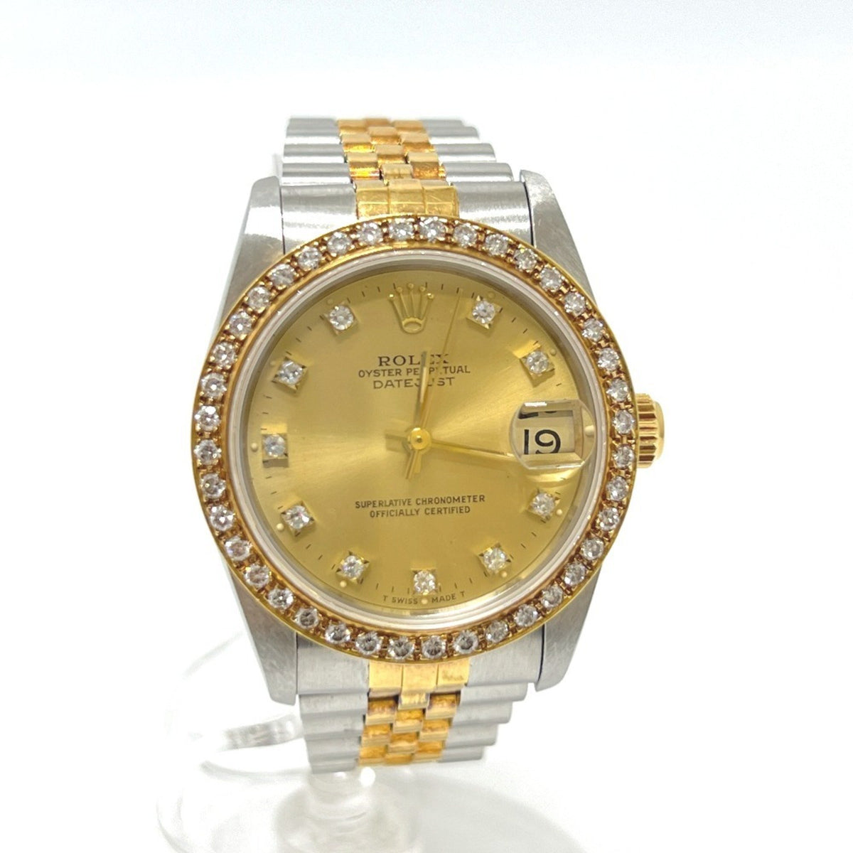 Pre-Owned ROLEX Rolex 68273G Datejust 10P Diamond Boys After-Diamond Bezel Watch SS 18K Men's Women's Silver