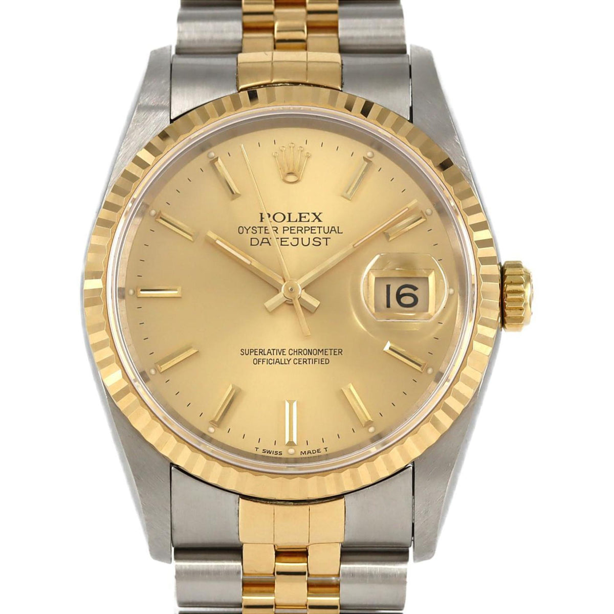Pre-Owned Rolex Datejust 16233 SSxYG Automatic Watch, X-Serial