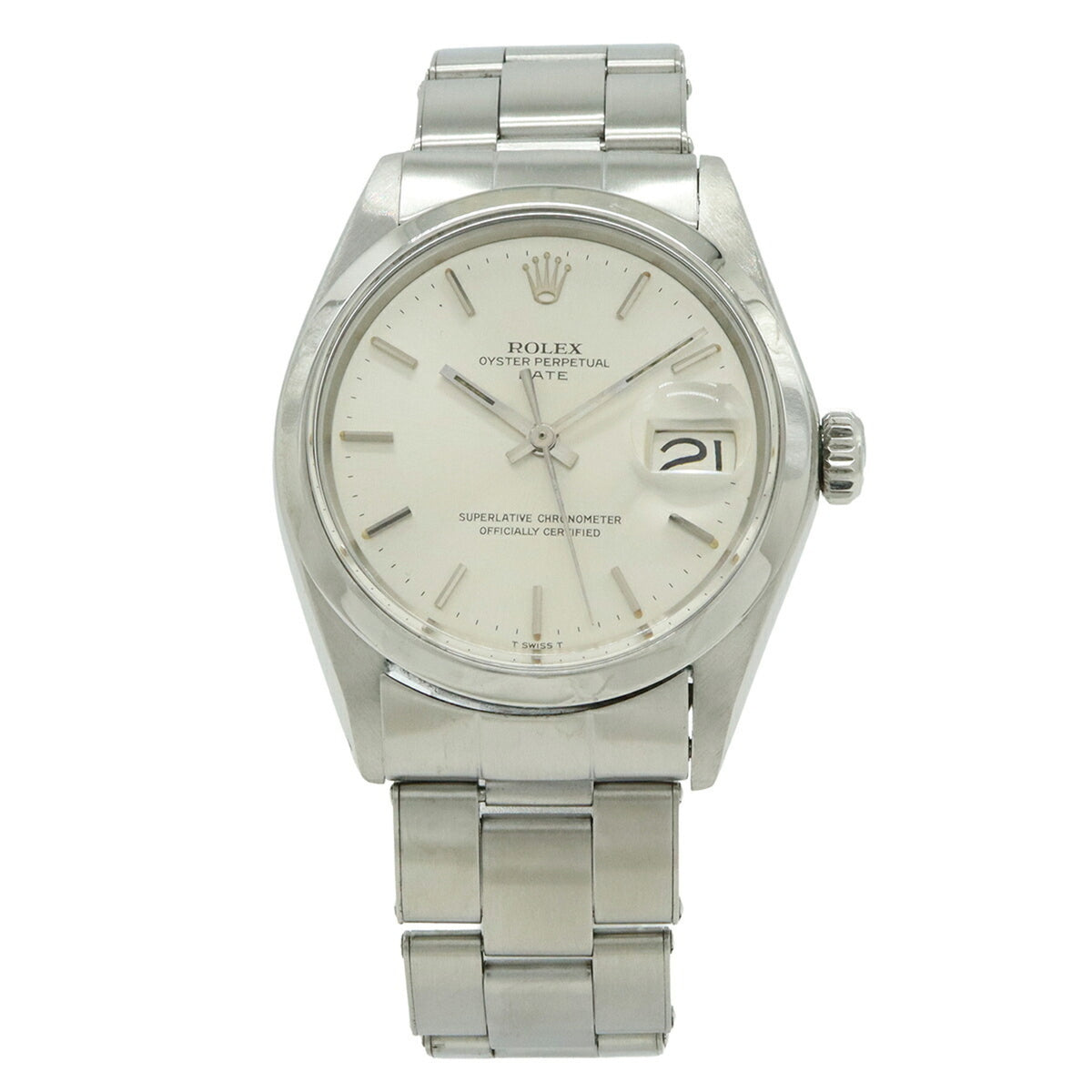 Pre-Owned ROLEX Oyster Perpetual Date Silver Dial Stainless Steel Men's Automatic Watch, Serial Number 23, Item No. 1500