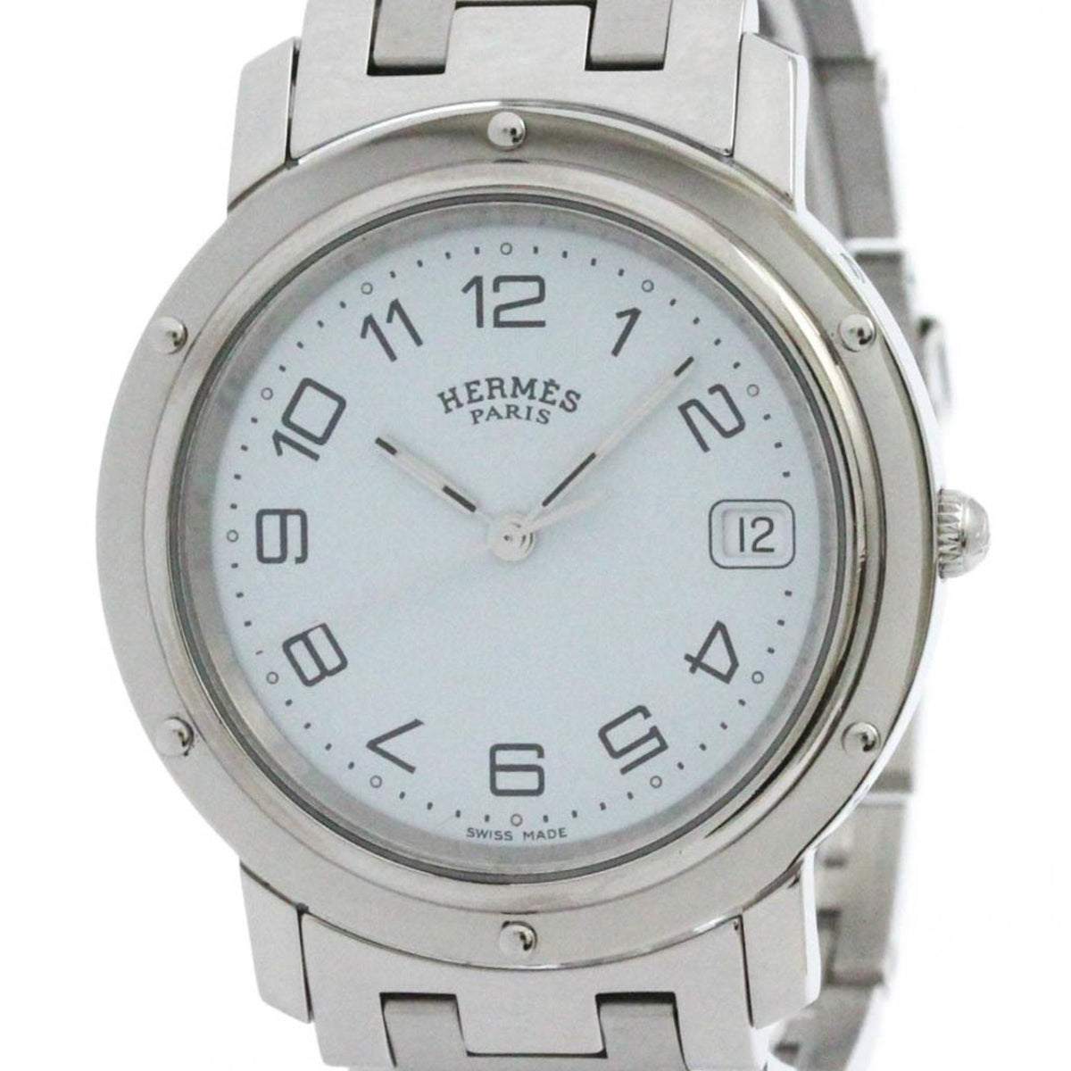 Montre Hermès Clipper d'occasion à quartz pour homme en acier inoxydable poli CL6.710 