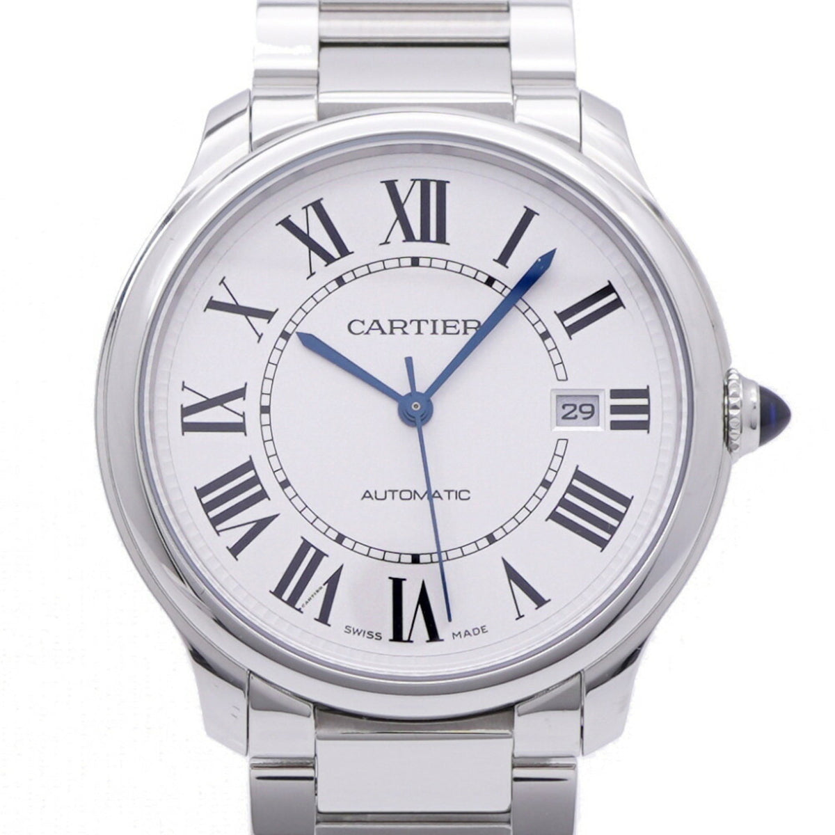 Pre-Owned Like new Cartier Rondemust de WSRN0035 automatic watch in stainless steel and silver, model 1572CARTIER, men's