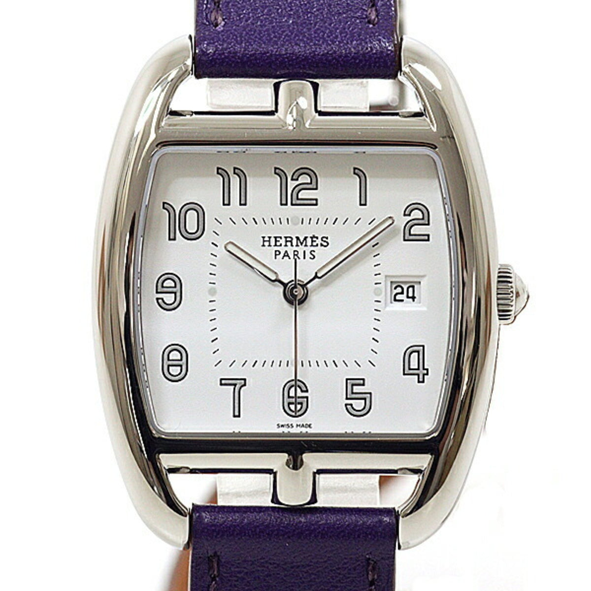 Montre Hermès d'occasion pour homme Cape Cod Tonneau CT1.710, cadran blanc, finition quartz 