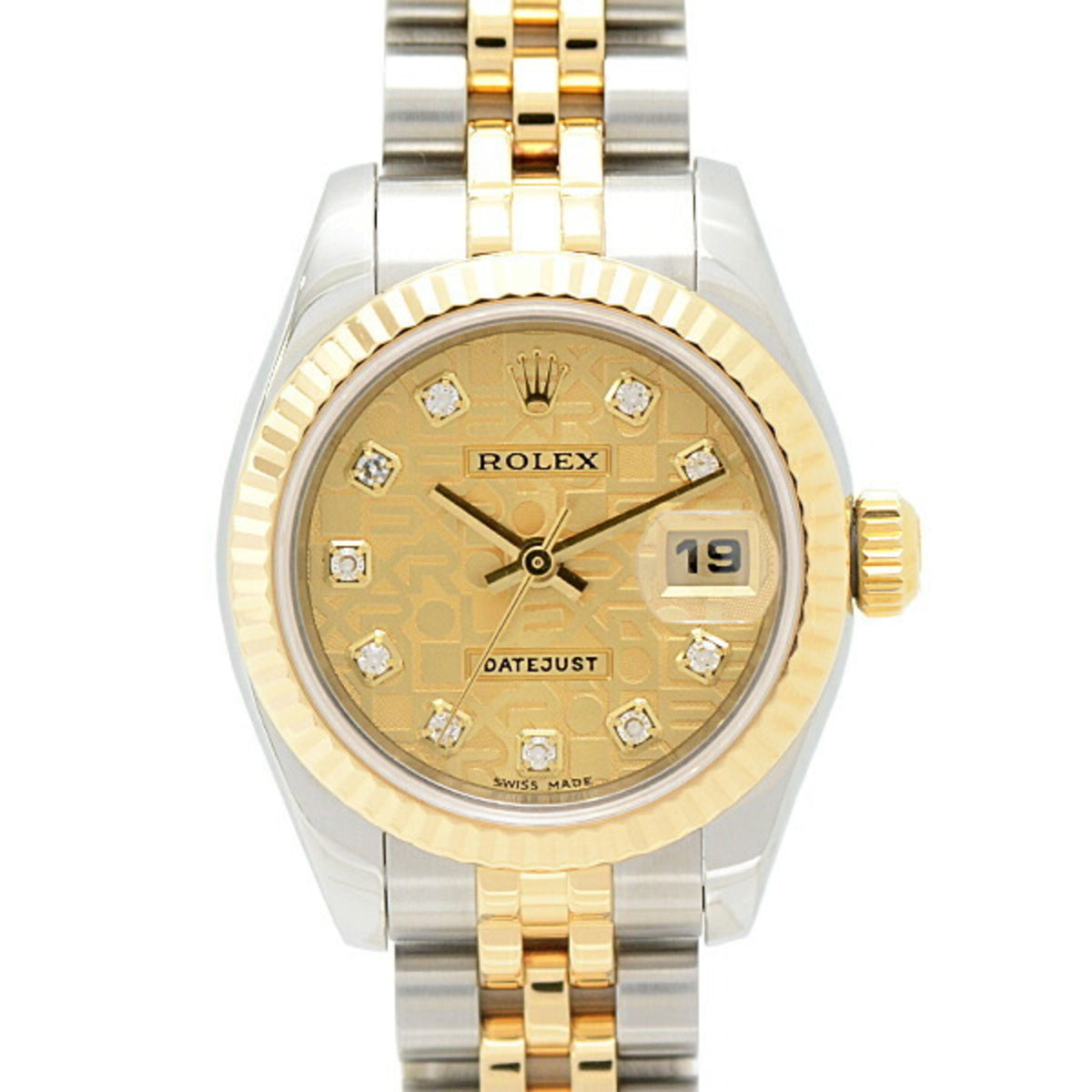 Pre-Owned Rolex Watch Ladies Datejust 10P Diamond Automatic Y Series Computer Gold Dial SS x YG ROLEX 179143G