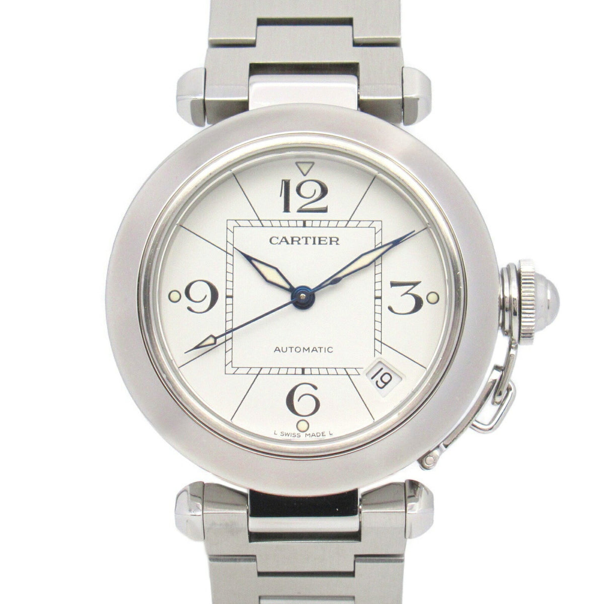 Pre-Owned Cartier Pasha C Watch Stainless Steel Boys White W31074M7