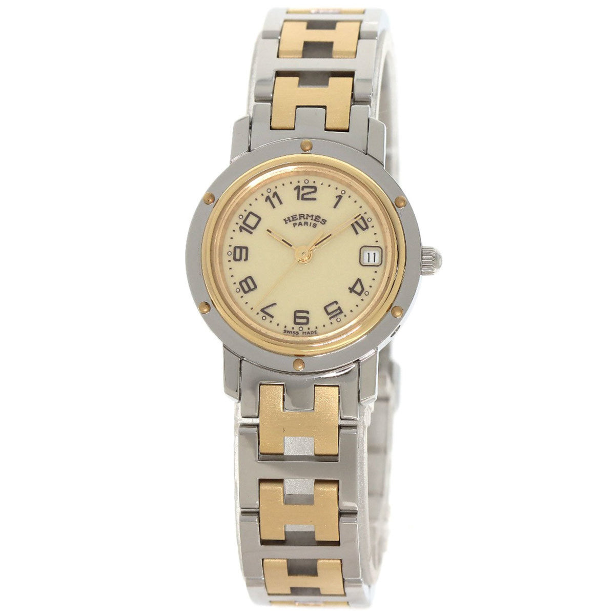 Montre Hermes CL4.220 Clipper d'occasion en acier inoxydable SSxGP pour femme HERMES 