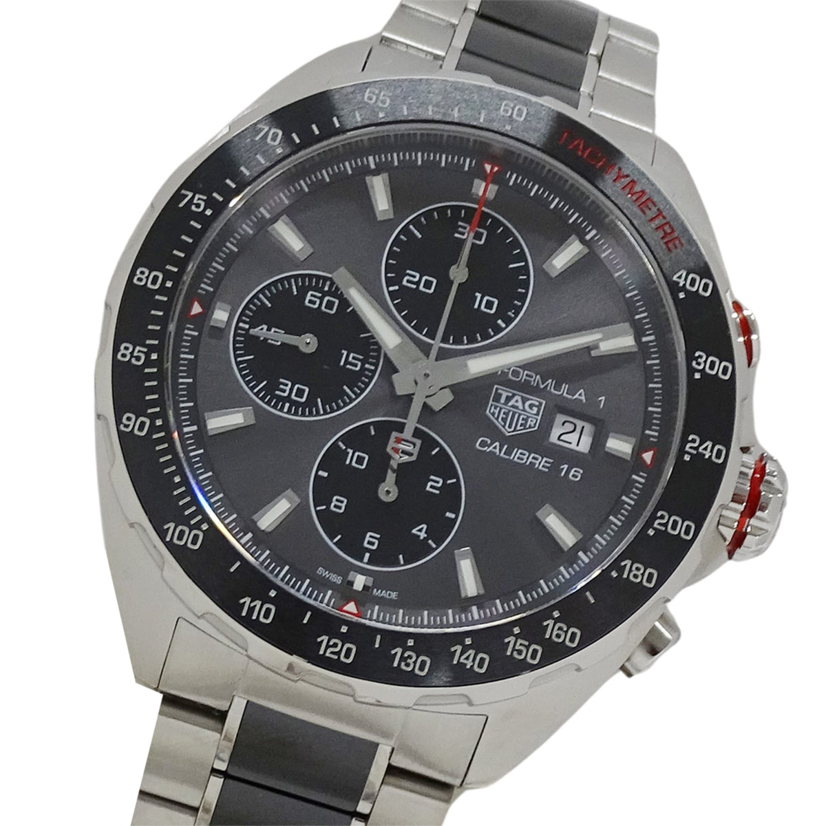 Pre-Owned TAG Heuer Formula 1 CAZ2012 BA0876 Men's Watch, Brand Name, Caliber 16, Date, Automatic Movement, Stainless Steel (SS), Silver/Gray