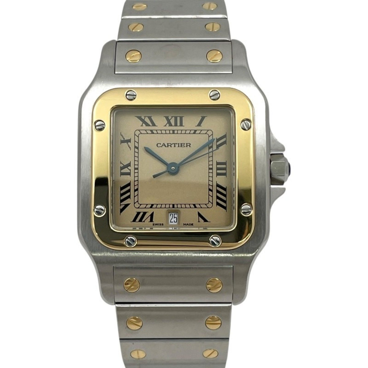 Pre-Owned CARTIER Santos Galbe LM W20011C4 Watch, Stainless Steel and Yellow Gold, Men's Women's Quartz Movement
