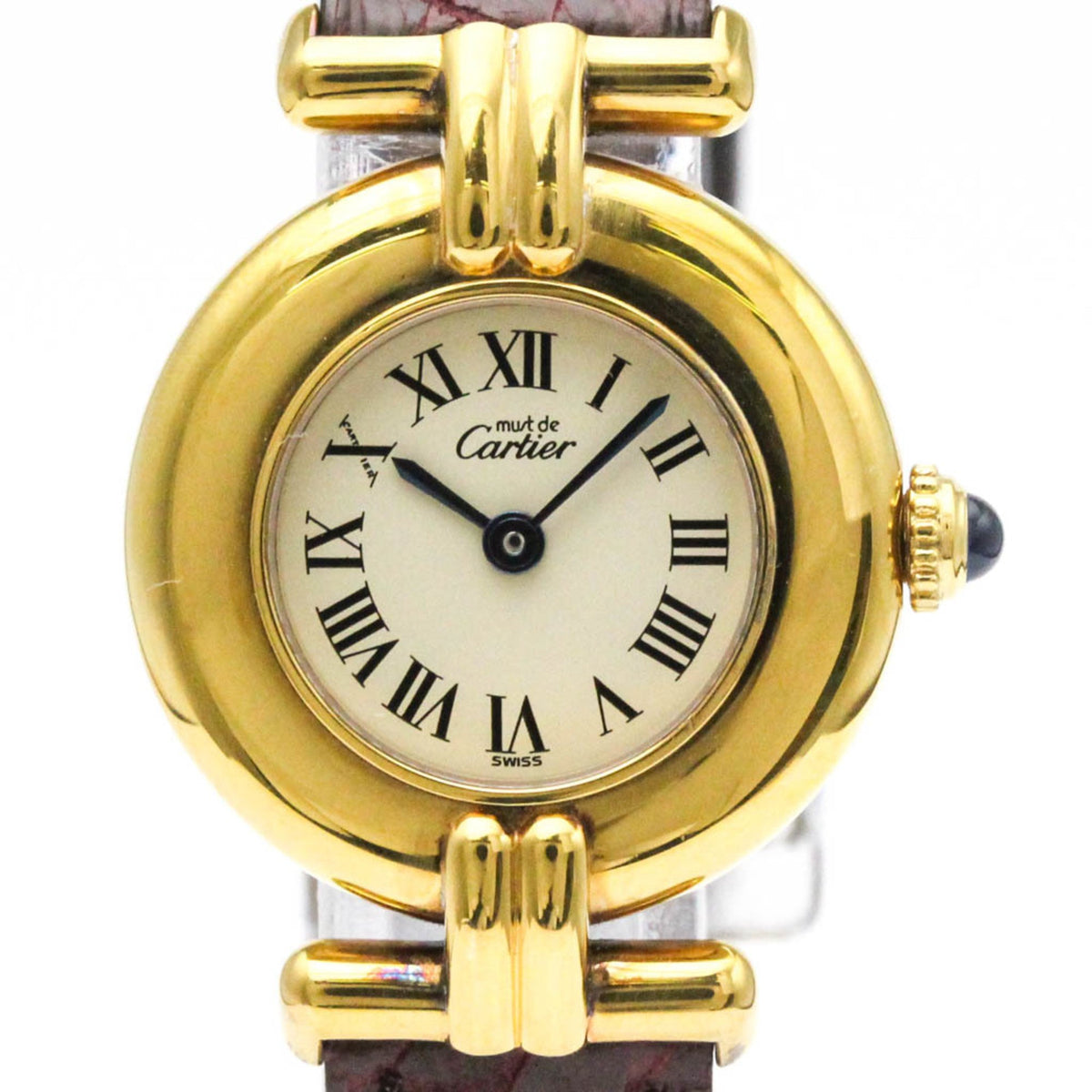 Pre-Owned CARTIER Must Colisee Gold Plated Leather Quartz Ladies Watch 590002