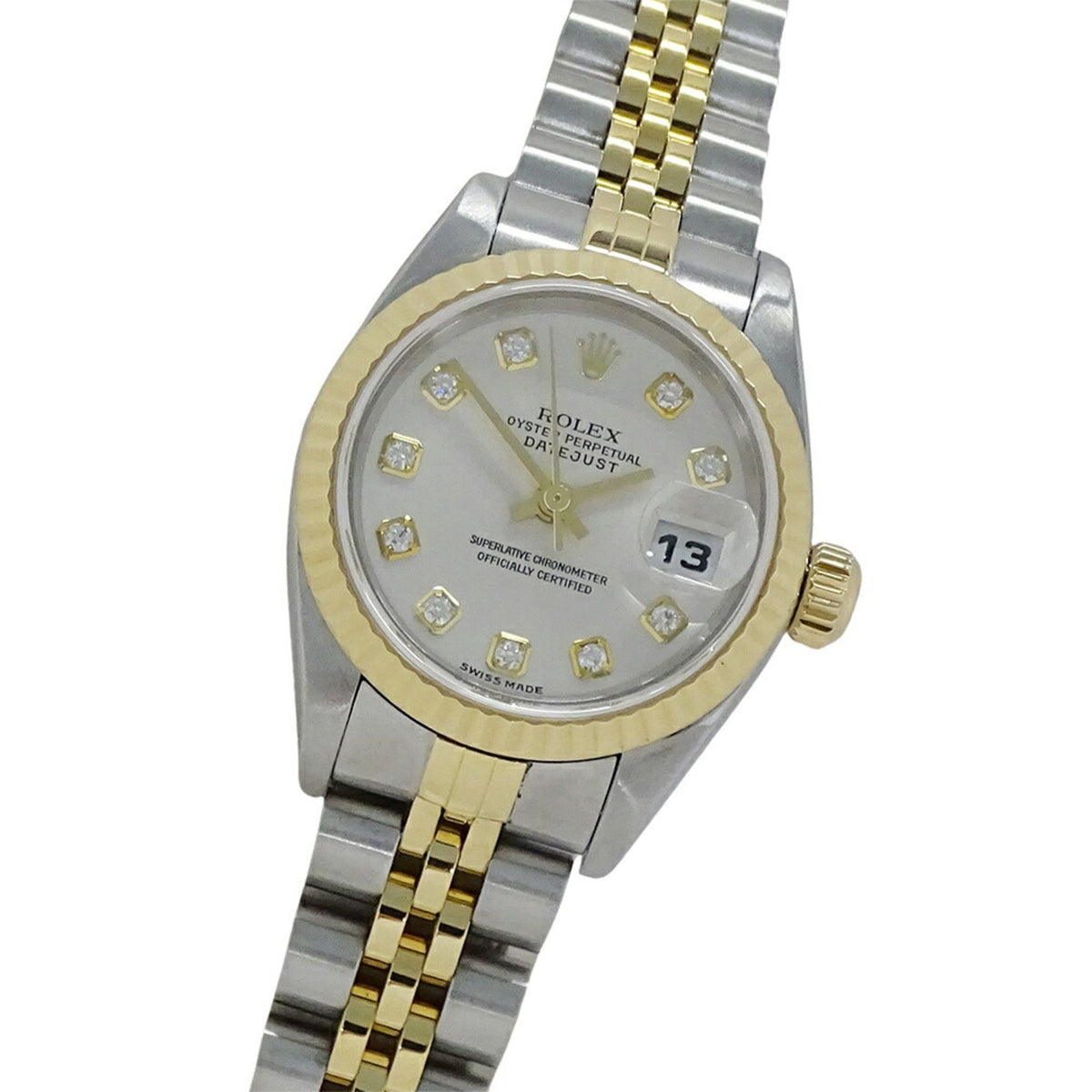Pre-Owned Rolex ROLEX Datejust 79173G Y series watch for women, 10P diamonds, automatic, AT, stainless steel, SS, gold, YG, combination, polished