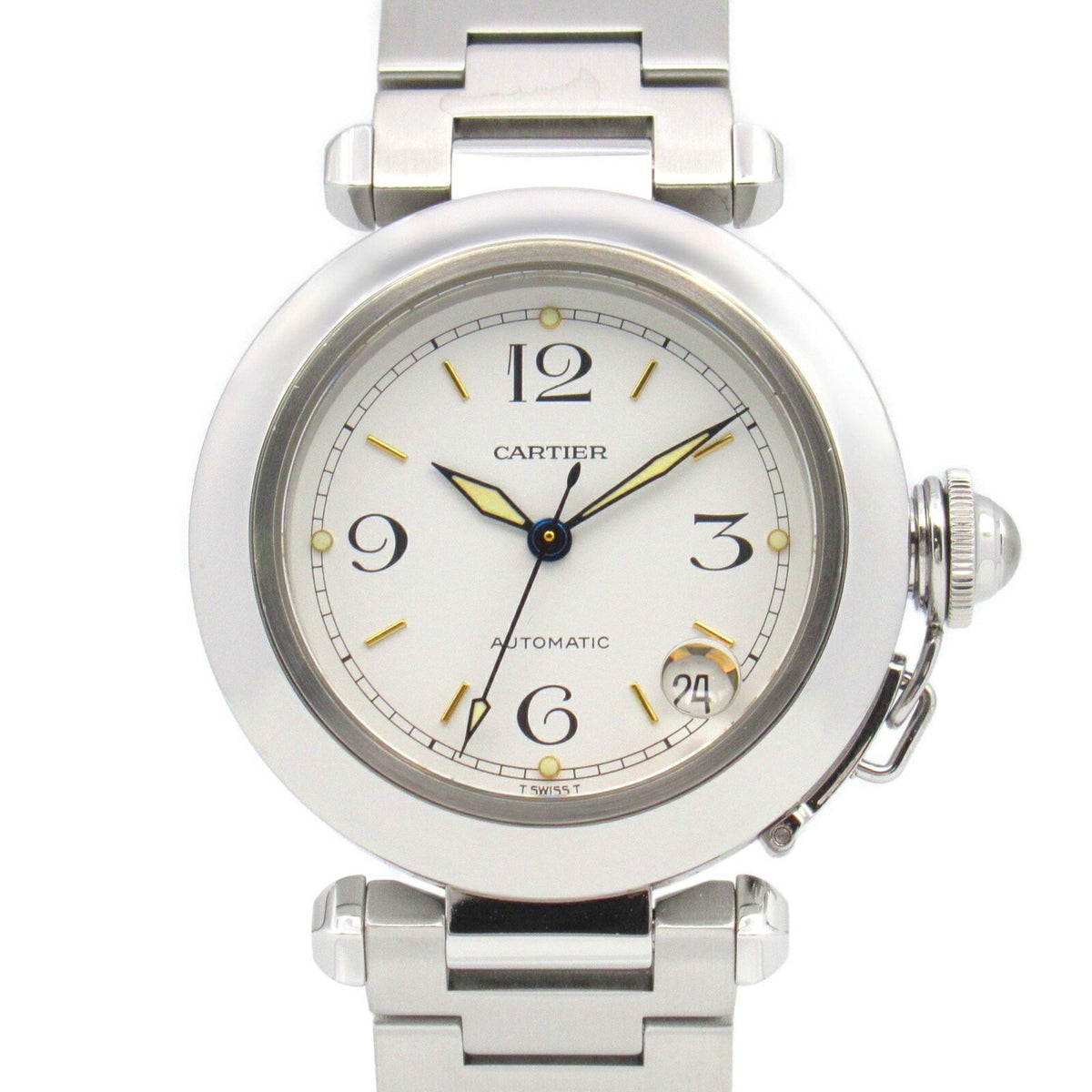 Pre-Owned Cartier Pasha C Watch Stainless Steel Boys White W31015M7