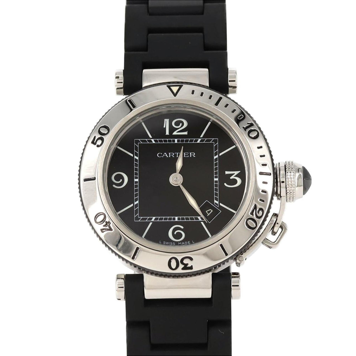 Pre-Owned Cartier Pasha Seatimer Lady SM W3140003 SS Quartz Watch