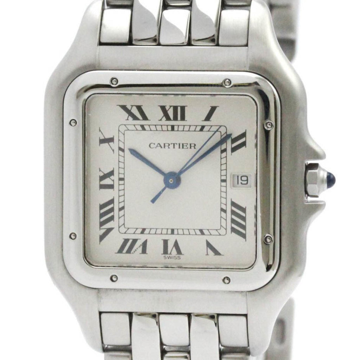 Gebrauchte CARTIER Panthere Edelstahl Quarz Herrenuhr W25032P5 Poliert 