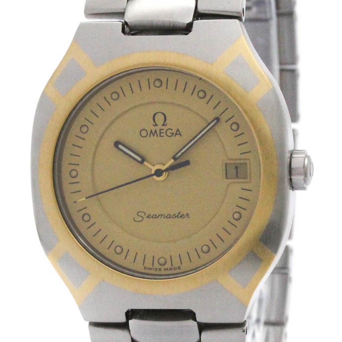 Pre-Owned OMEGA Seamaster Polaris 18K Gold Steel Mens Watch 396.1022 Polished