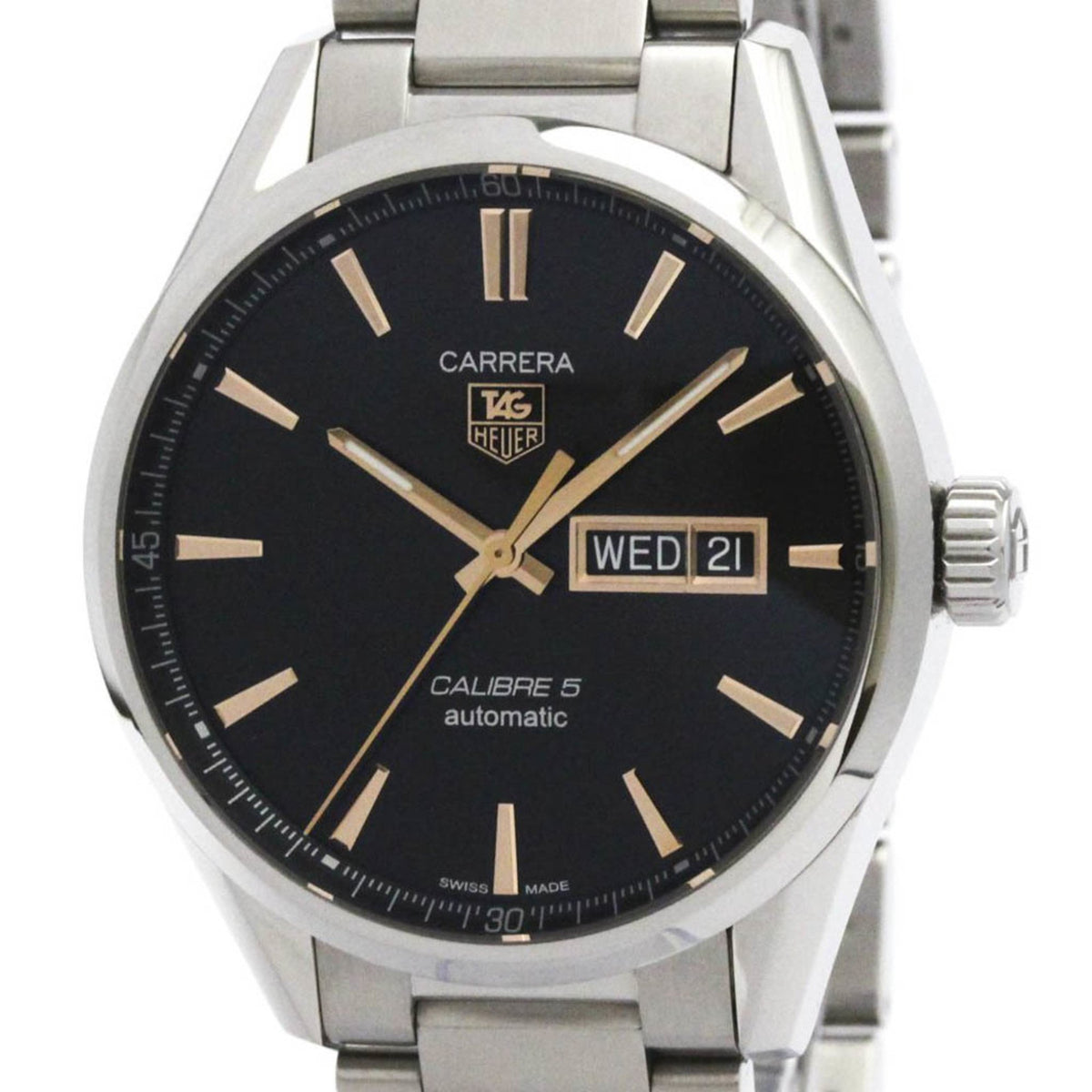 Pre-Owned TAG HEUER Carrera Calibre 5 Day Date Automatic Watch WAR201C Polished