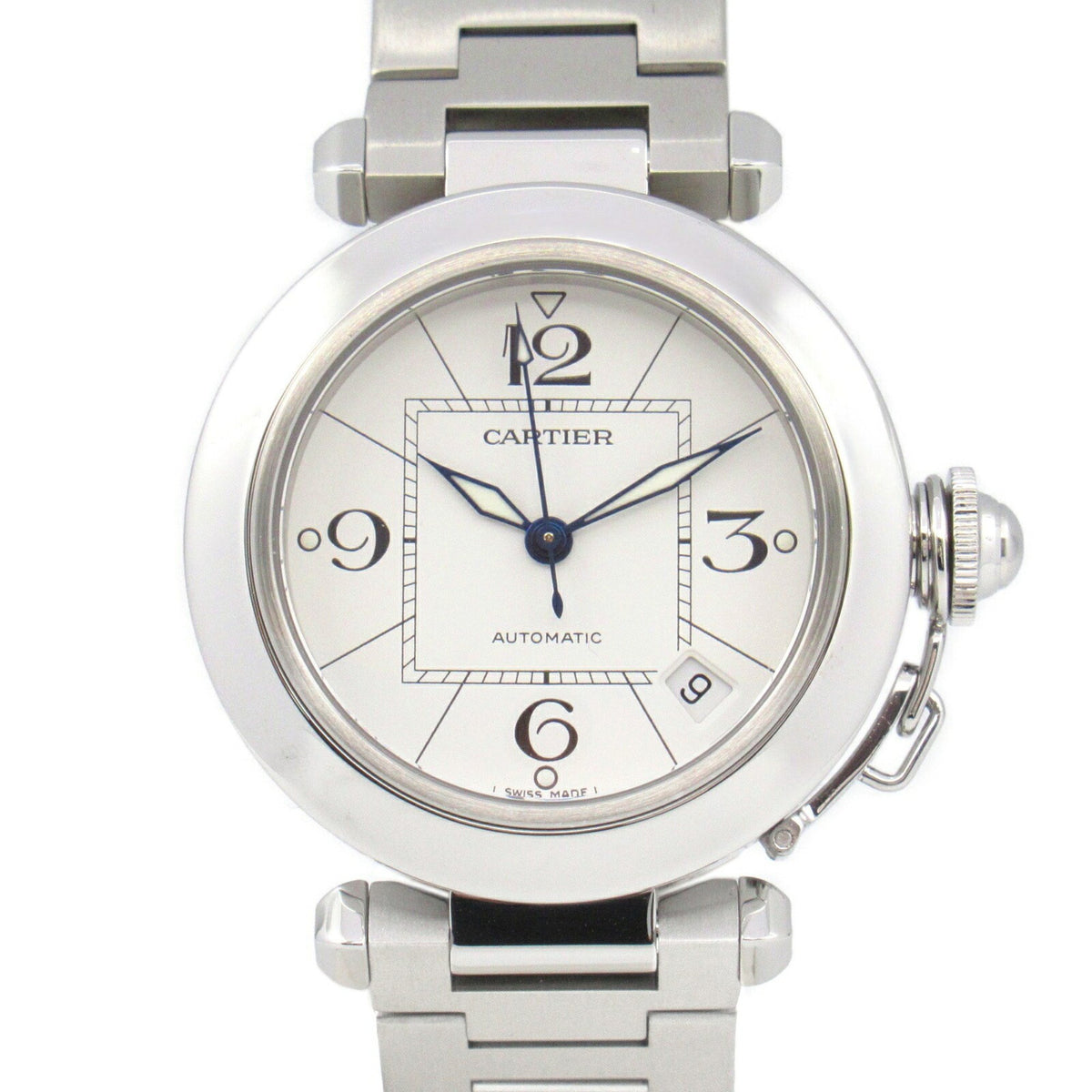 Pre-Owned Cartier Pasha C Watch Stainless Steel Boys White W31074M7