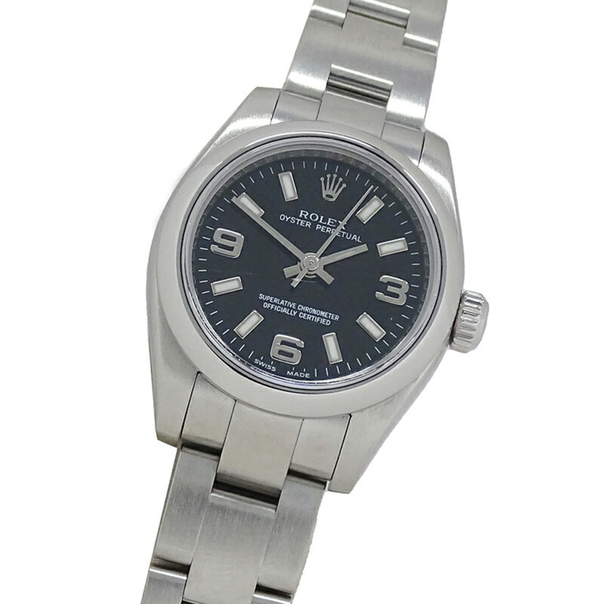 Pre-Owned Rolex ROLEX Oyster Perpetual 176200 M Series Watch Women's Automatic AT Stainless Steel SS Silver Black Polished