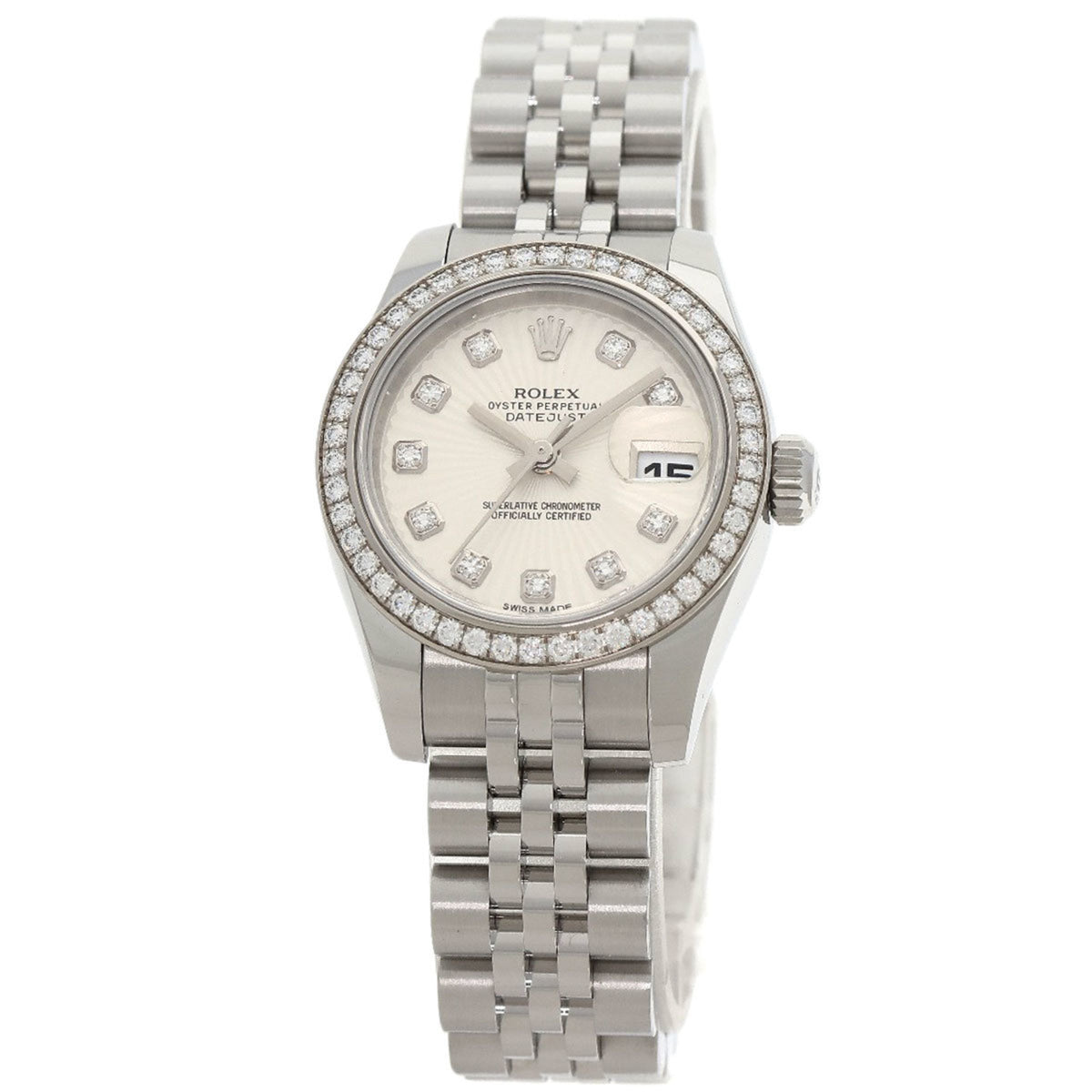 Pre-Owned Rolex 179384G Datejust 10P Diamond Watch Stainless Steel SS Ladies ROLEX