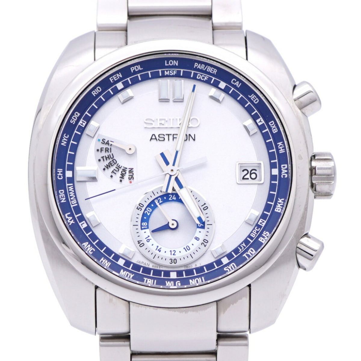 Montre-bracelet Seiko Solar Radio Astron GPS édition limitée SBXY001 / 8B63-0AZ0 d'occasion en titane argenté 1527SEIKO pour homme 