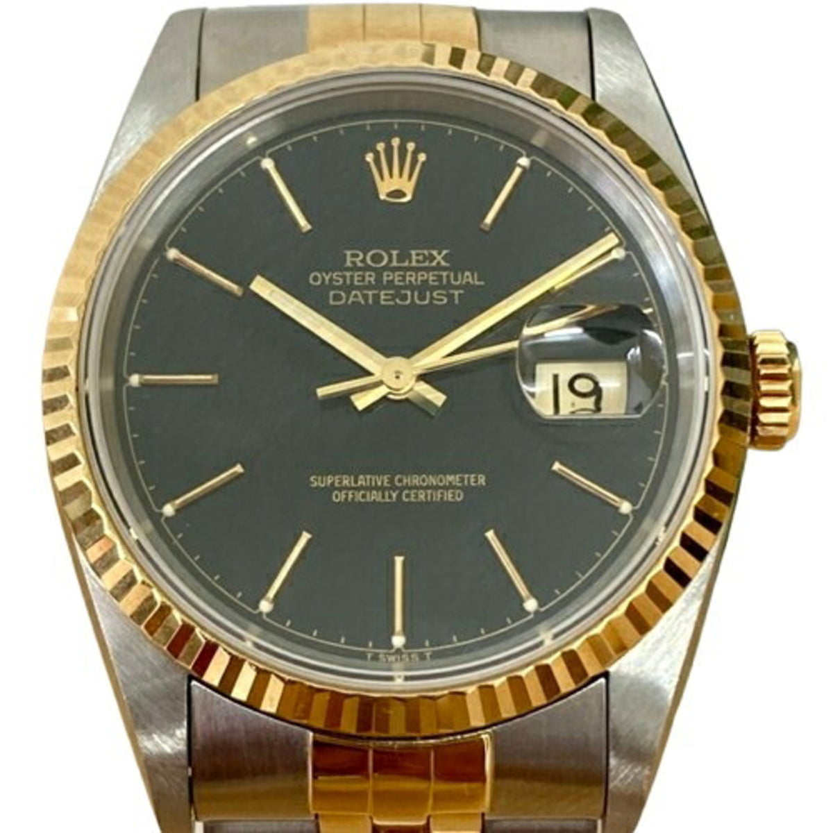 Pre-Owned Rolex Datejust 16233 S-series Black Men's Watch, Stainless Steel/Yellow Gold Combination