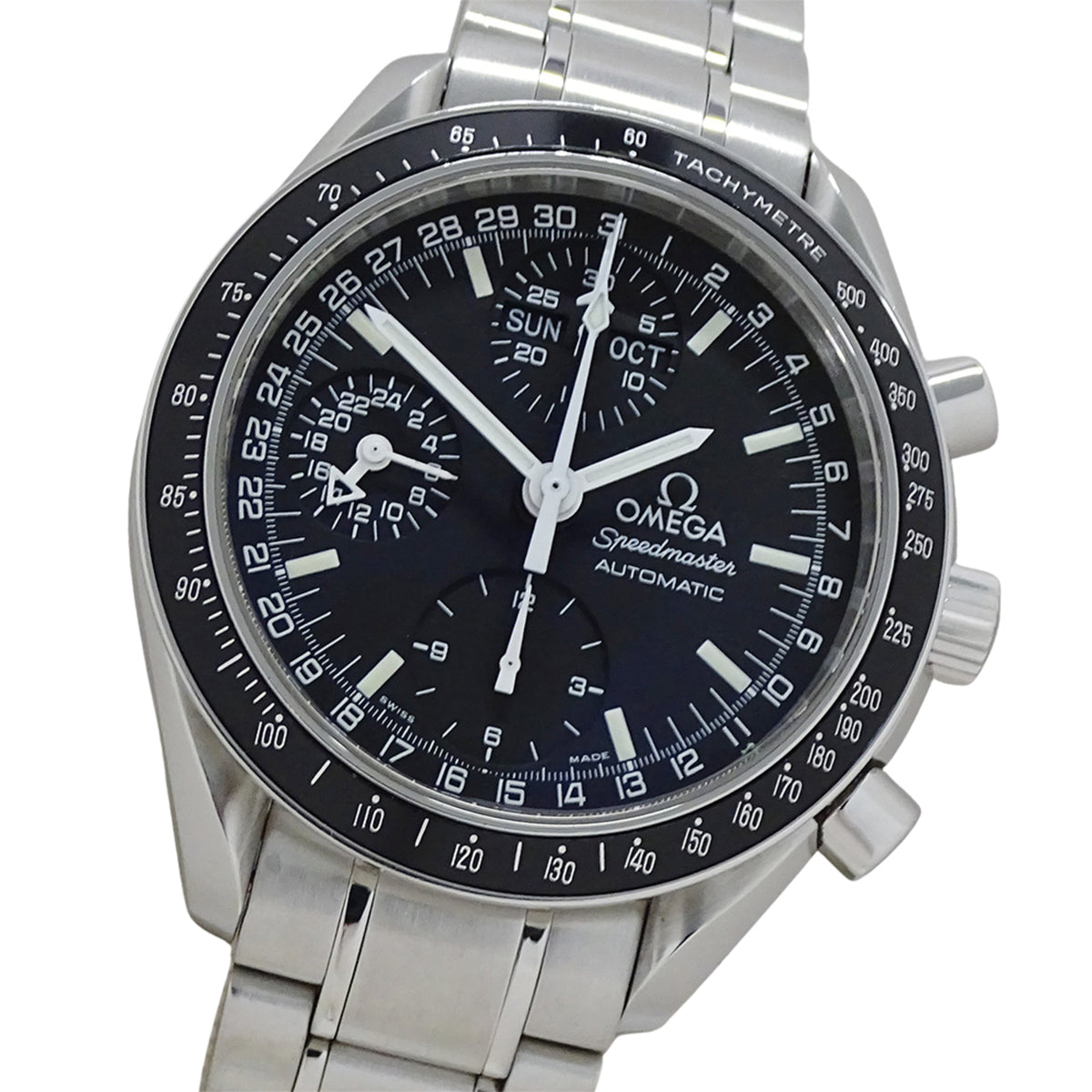 Pre-Owned OMEGA Speedmaster Mark 40 Cosmos 3520.50 Men's Watch, Triple Calendar, Automatic, Stainless Steel, Silver/Black, Polished
