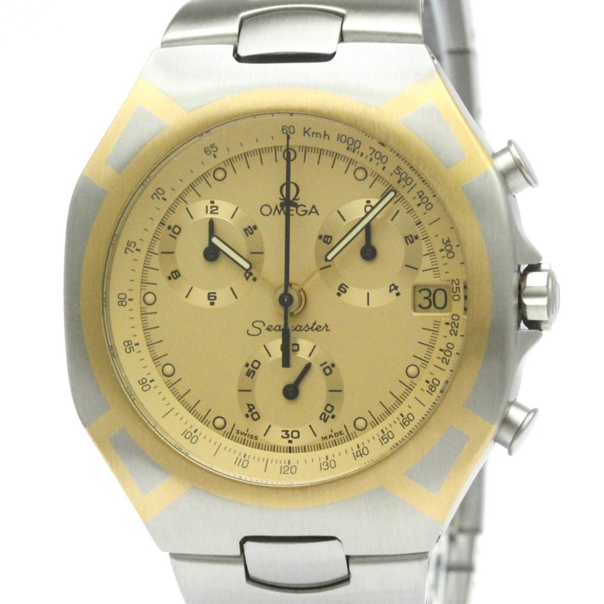 Pre-Owned OMEGA Seamaster Polaris Chronograph Quartz Mens Watch 386.1031 Polished