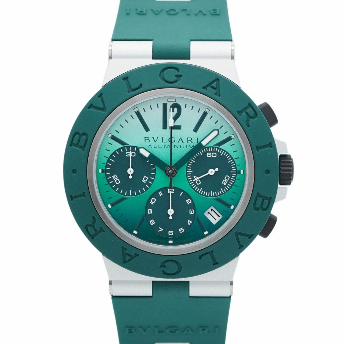 Pre-Owned BVLGARI BB40ATCH Green Dial Watch for Men