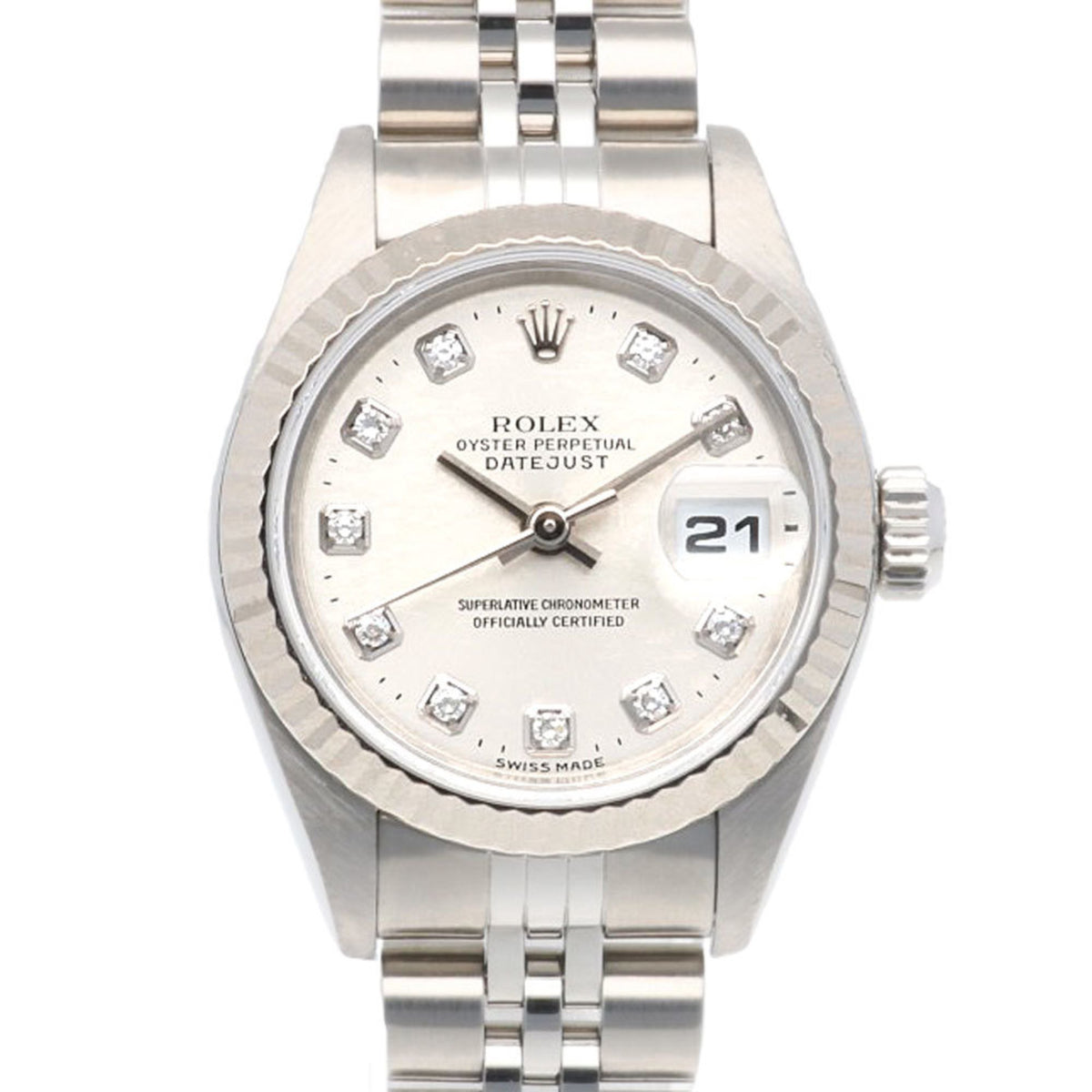 Montre Rolex Datejust Oyster Perpetual d'occasion en acier inoxydable 79174G automatique pour femme ROLEX série A 1998-1999 modèle 10P diamant révisée 