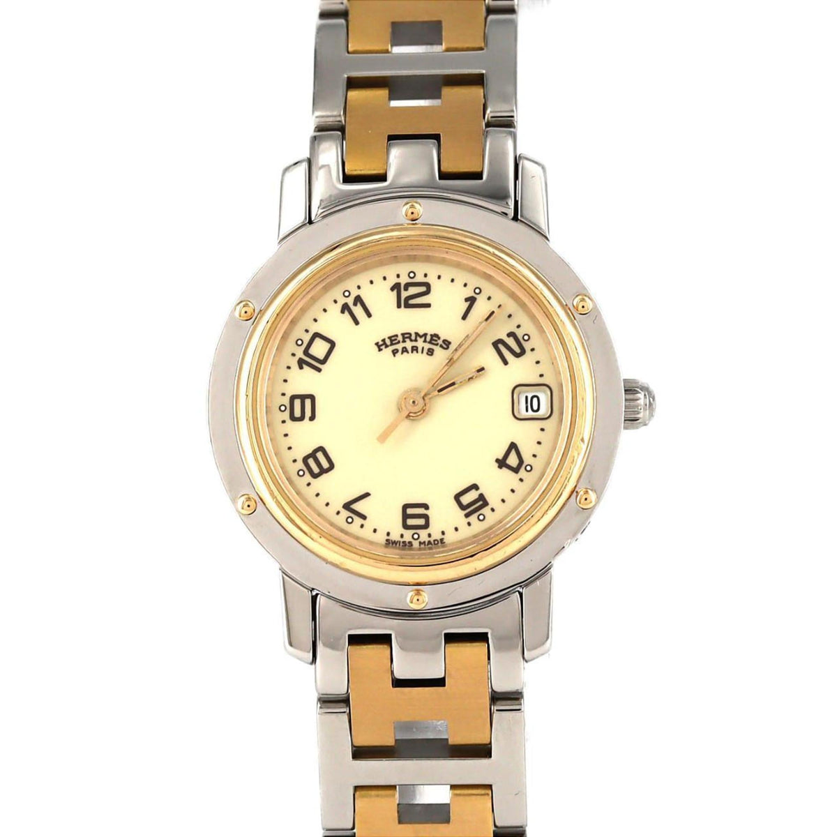 Pre-Owned Herm?s Clipper Two-tone CL4.220 SSxGP Quartz Watch