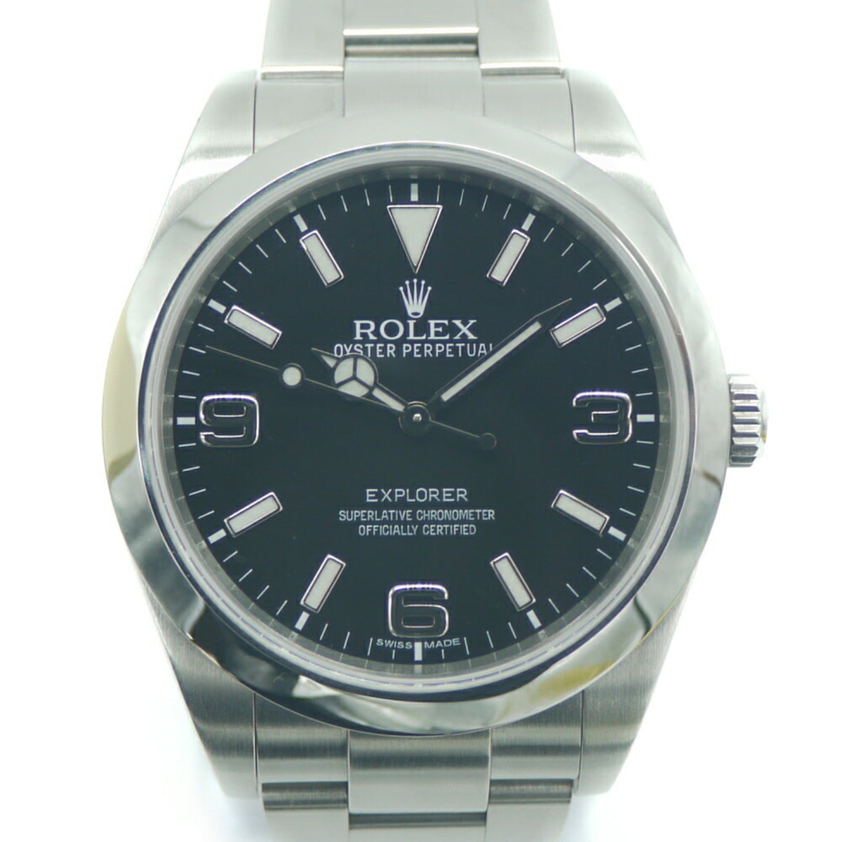 Pre-Owned ROLEX Rolex Explorer 1 214270 Random Roulette SS Automatic Watch Black Dial