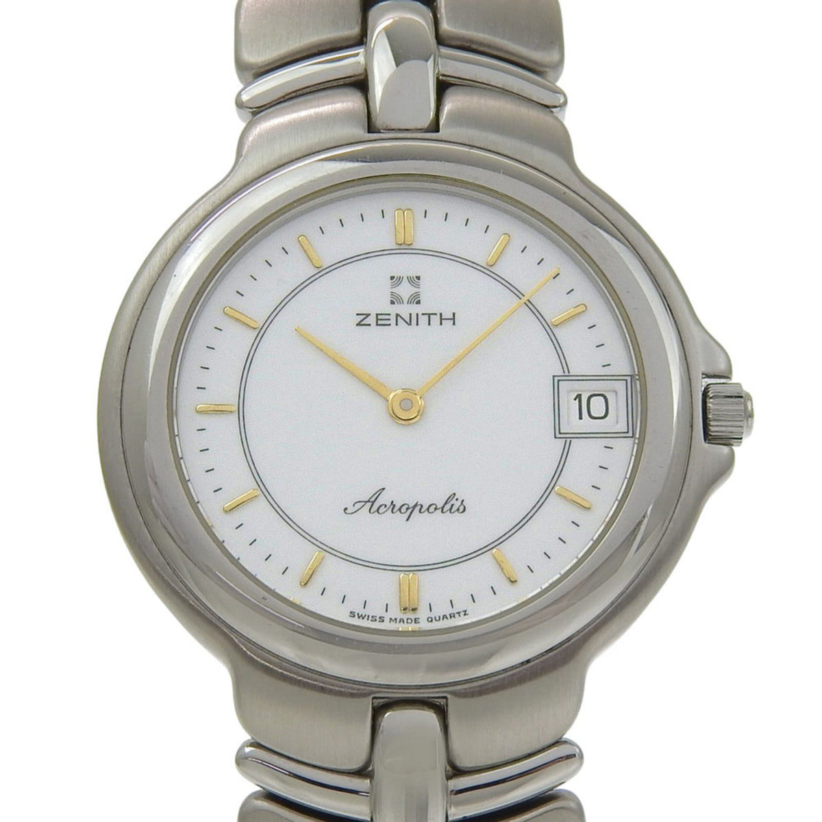 Pre-Owned Zenith Acropolis Watch 02.7000.333 Stainless Steel Quartz Analog White Dial Men's