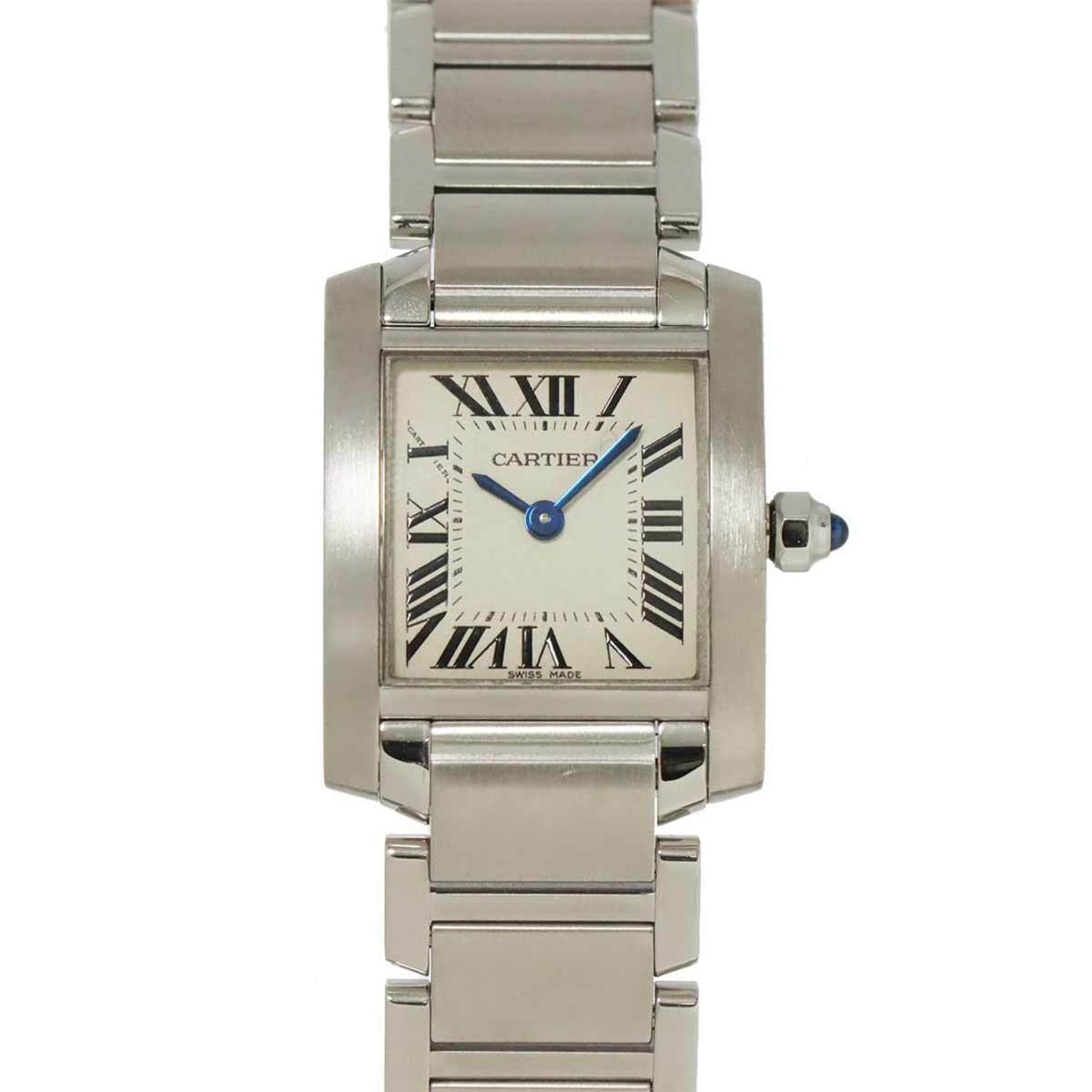 Gebrauchte Cartier Tank Francaise SM W51008Q3 Damenuhr Elfenbein Quarz 