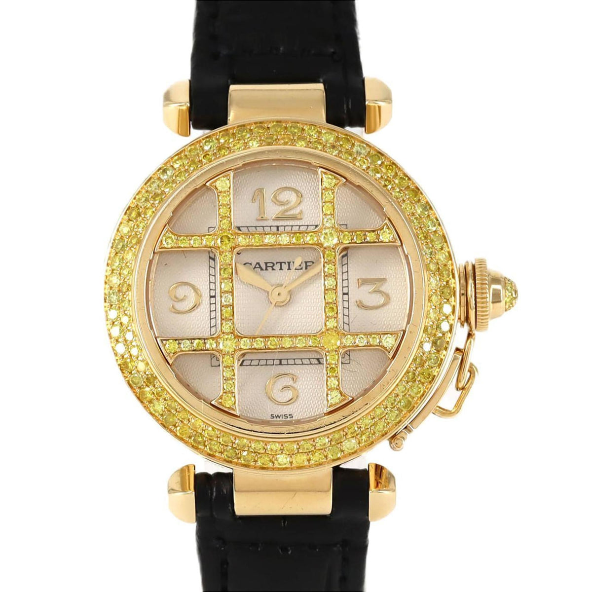 Pre-Owned Cartier Pasha 32 YG 2YD Grid YD WJ102751 Automatic Watch