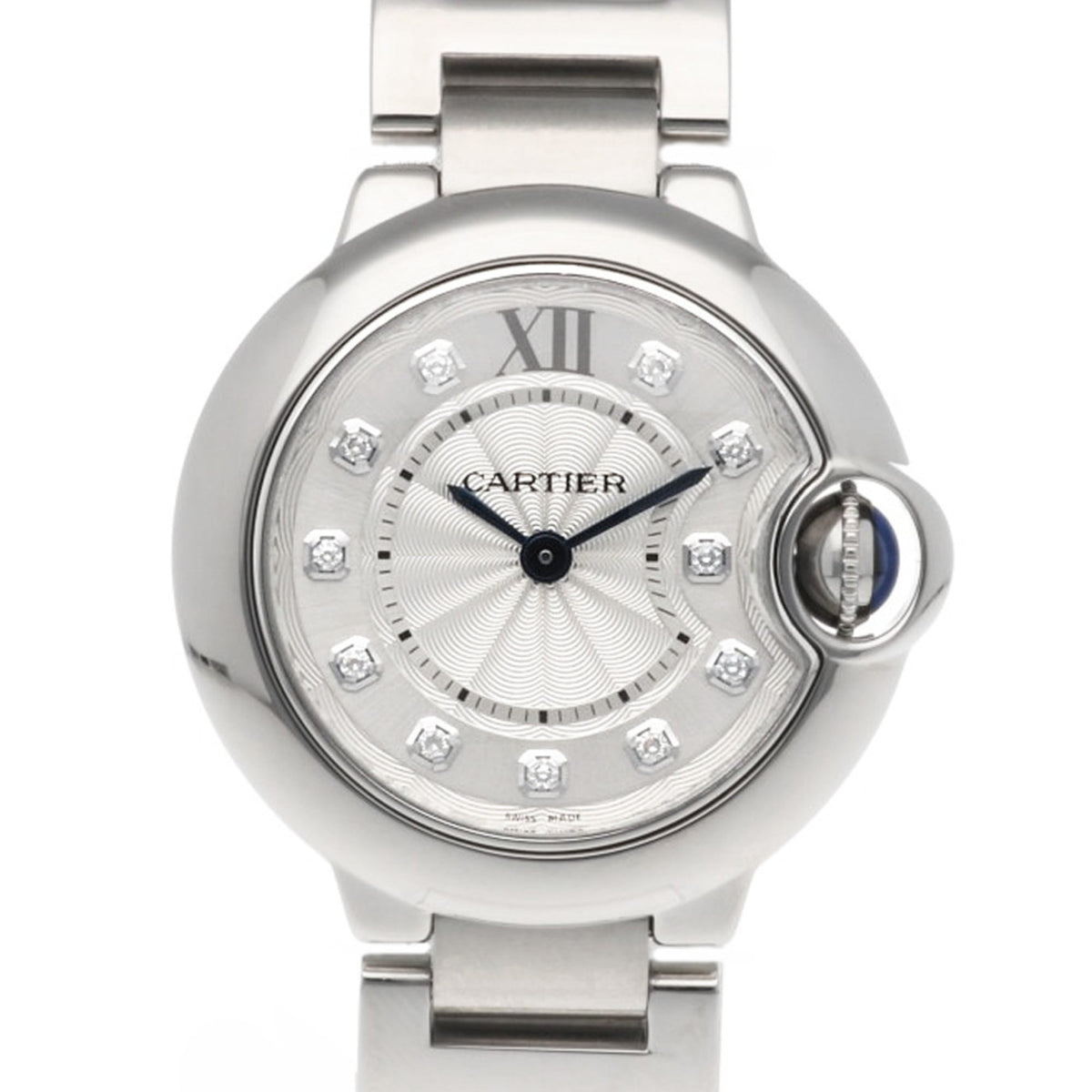 Pre-Owned Cartier Ballon Bleu Wristwatch, Stainless Steel WE902073, Quartz, Polished, Ladies', CARTIER, 11P Diamonds