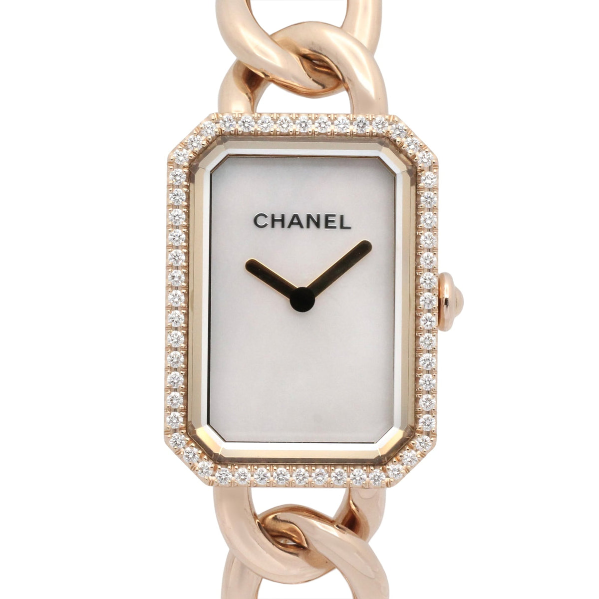 Pre-Owned Chanel CHANEL Premi?re Diamond Bezel Watch 18KPG (Pink Gold) Ladies White Shell H4412